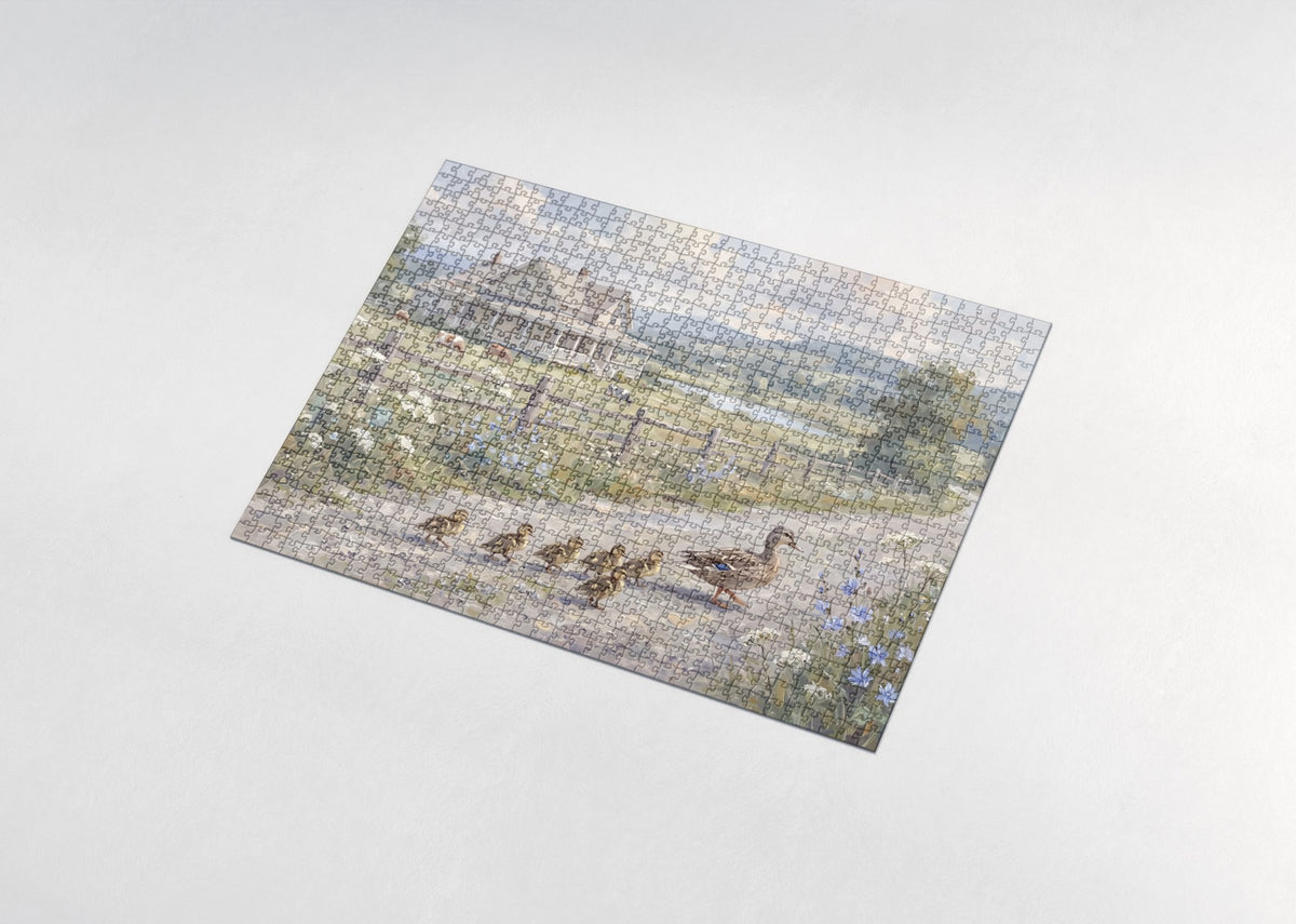 Ducks Crossing the Country Lane jigsaw puzzle - assembled puzzle