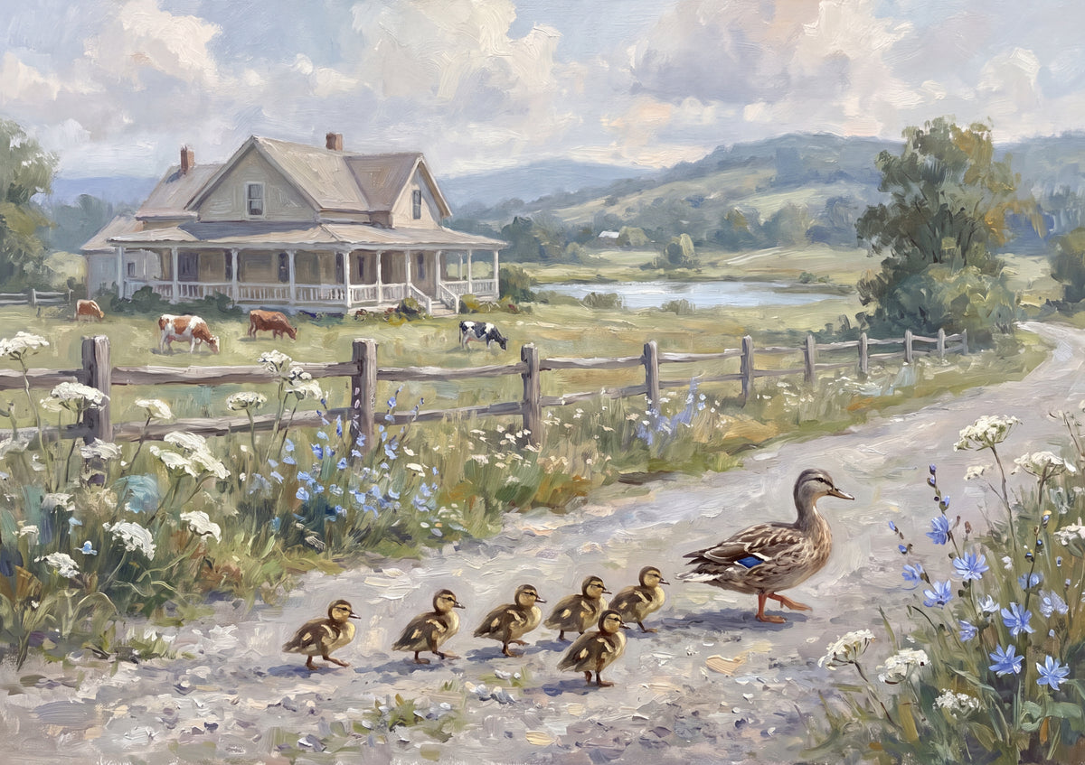 Ducks Crossing the Country Lane jigsaw puzzle