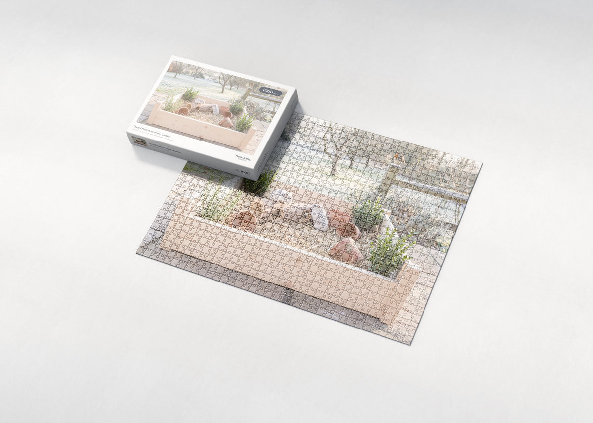 Dwarf Hamsters in the Garden jigsaw puzzle - box and puzzle