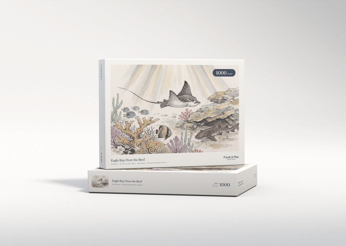 Eagle Ray Over the Reef jigsaw puzzle - gift box