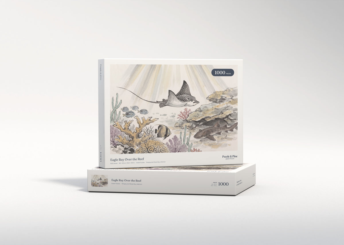 Eagle Ray Over the Reef jigsaw puzzle - gift box