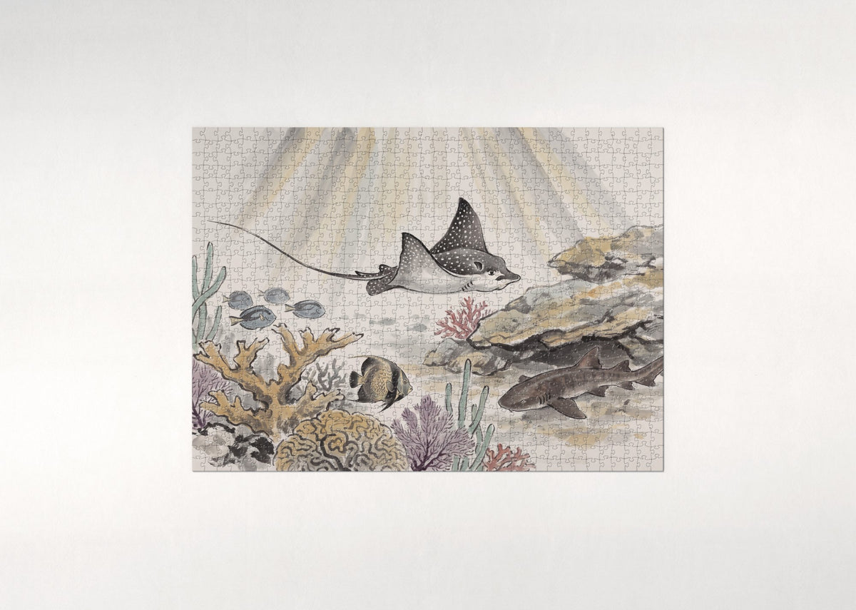 Eagle Ray Over the Reef jigsaw puzzle - flat puzzle