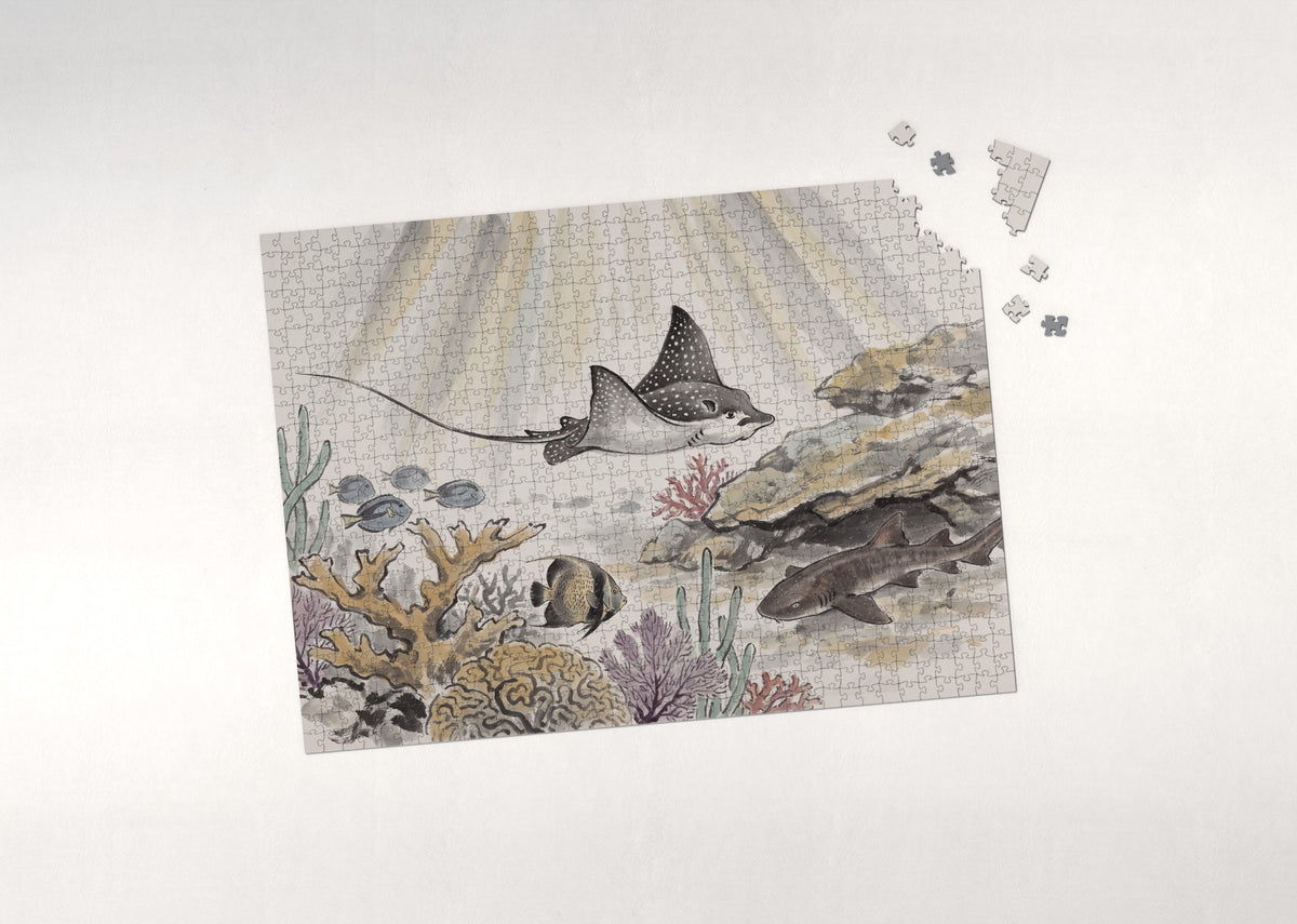 Eagle Ray Over the Reef jigsaw puzzle - puzzle with loose pieces