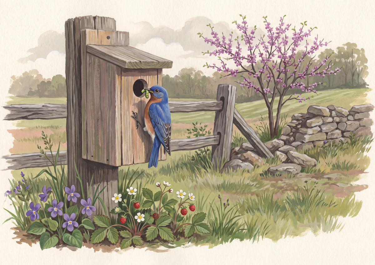 Eastern Bluebird at the Nesting Box jigsaw puzzle