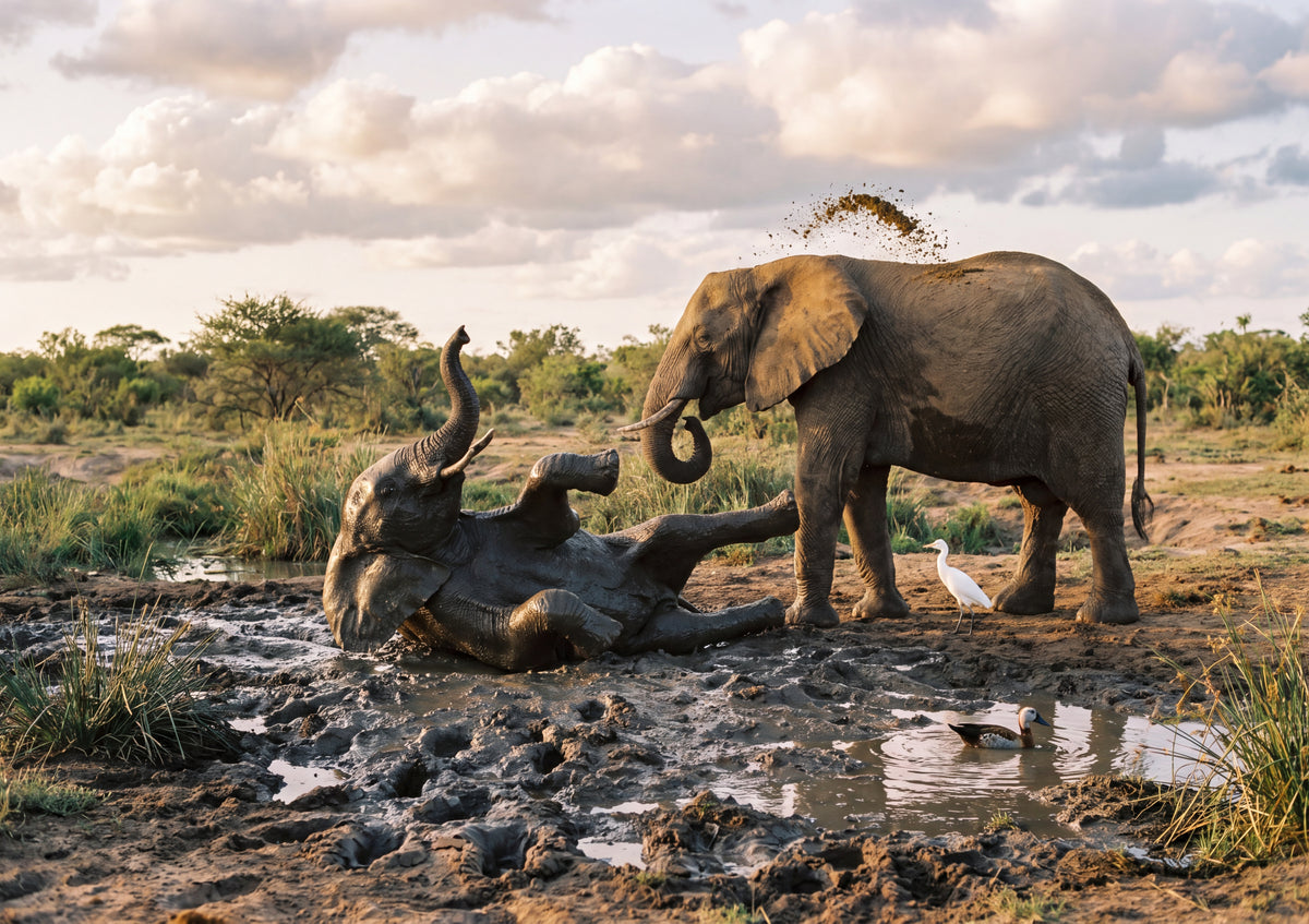 Elephant Calf Playing in the Mud jigsaw puzzle
