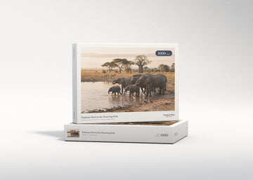Elephant Herd at the Watering Hole jigsaw puzzle - gift box