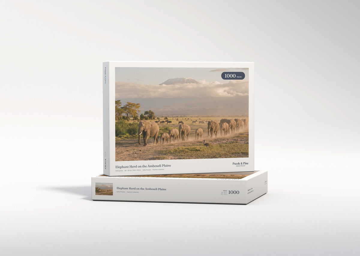 Elephant Herd on the Amboseli Plains jigsaw puzzle - gift box