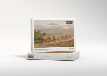 Elephant Herd on the Amboseli Plains jigsaw puzzle - gift box