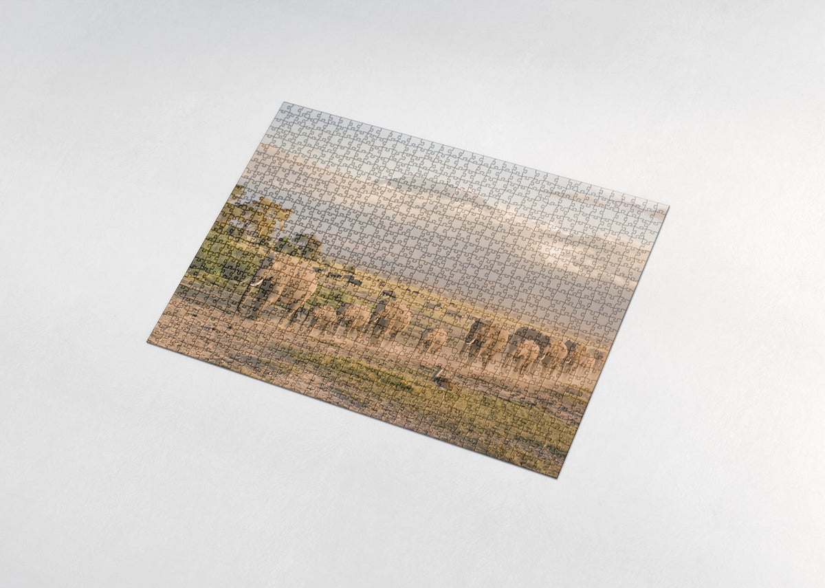 Elephant Herd on the Amboseli Plains jigsaw puzzle - assembled puzzle