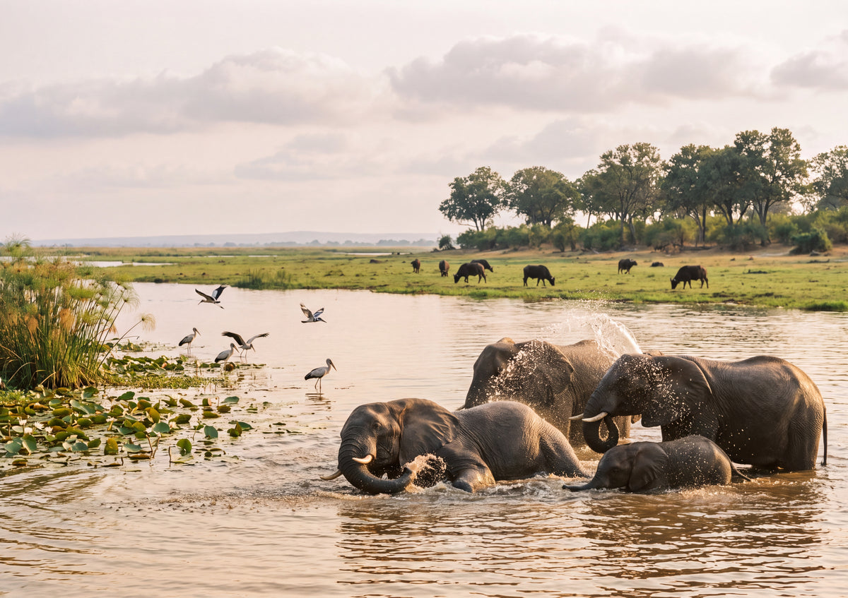 Elephants Bathing in the Chobe River jigsaw puzzle