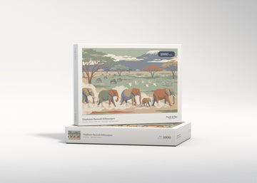 Elephants Beneath Kilimanjaro jigsaw puzzle - gift box