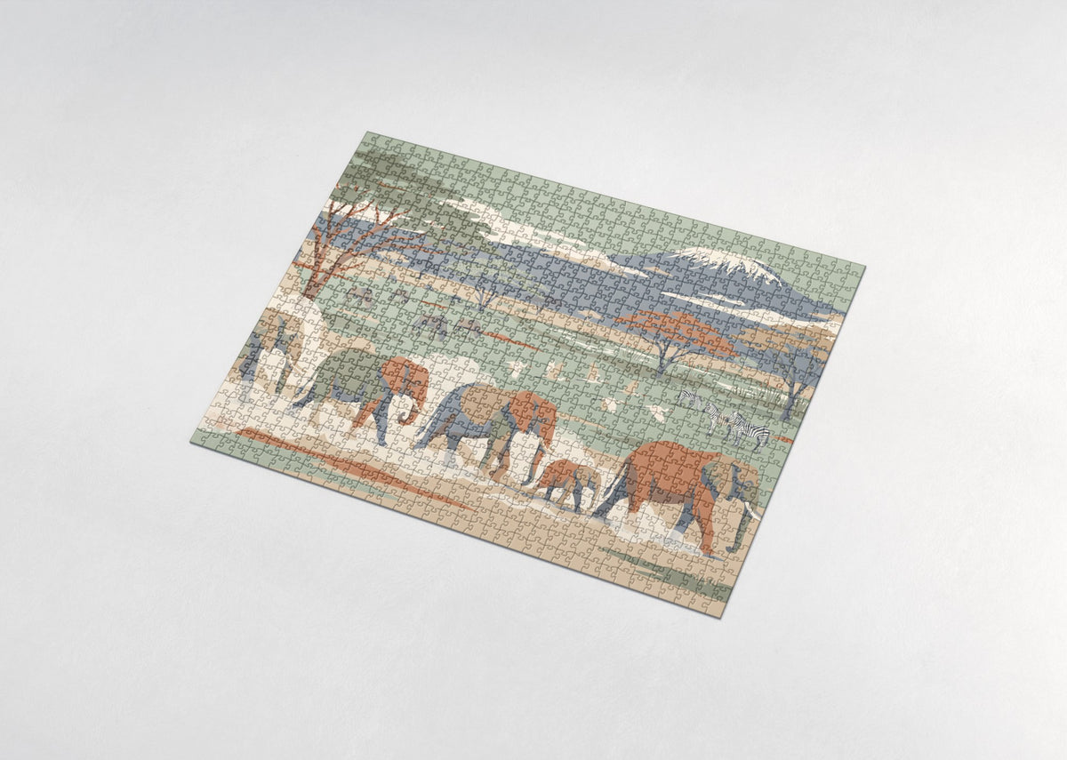 Elephants Beneath Kilimanjaro jigsaw puzzle - assembled puzzle