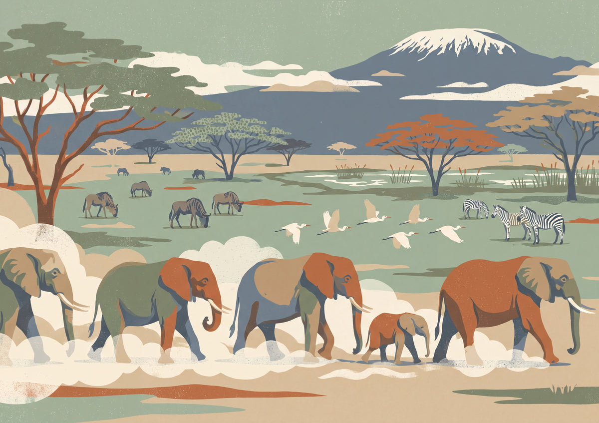 Elephants Beneath Kilimanjaro jigsaw puzzle
