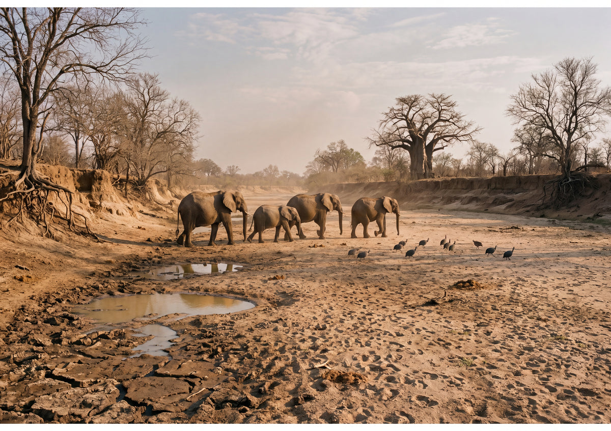 Elephants Crossing the Dry Riverbed jigsaw puzzle