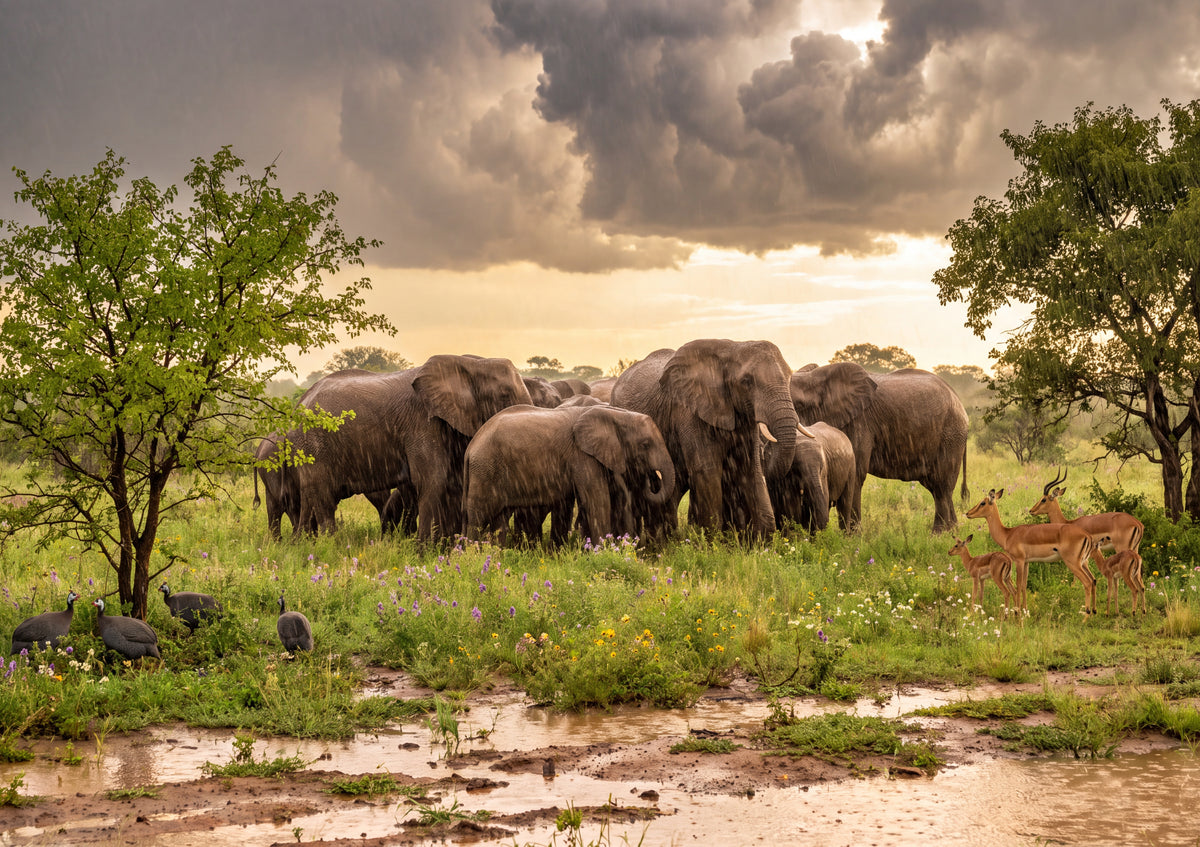 Elephants in the Green Season Storm jigsaw puzzle