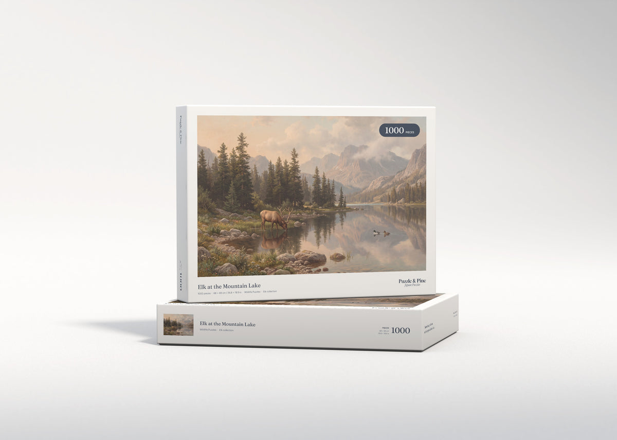 Elk at the Mountain Lake jigsaw puzzle - gift box