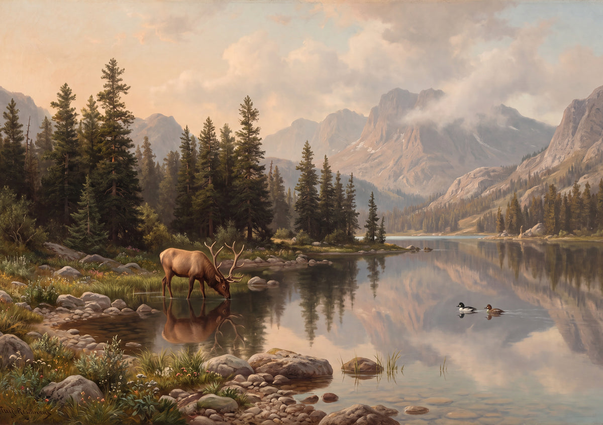 Elk at the Mountain Lake jigsaw puzzle