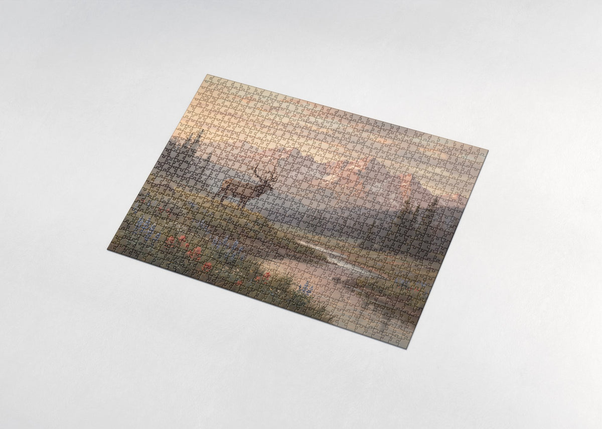 Elk at the Rocky Mountain Sunrise jigsaw puzzle - assembled puzzle