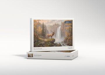 Elk at the Waterfall jigsaw puzzle - gift box