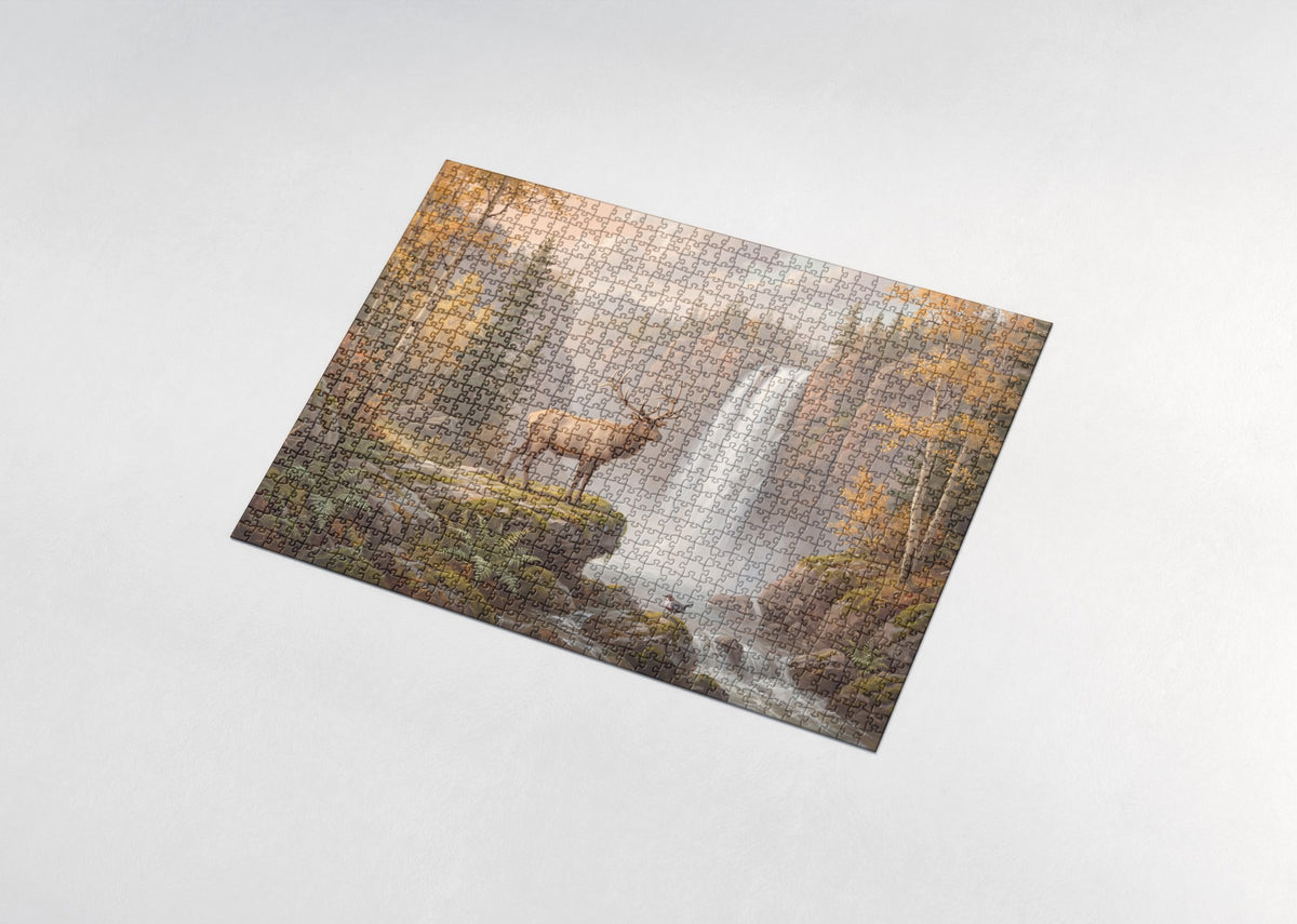 Elk at the Waterfall jigsaw puzzle - assembled puzzle