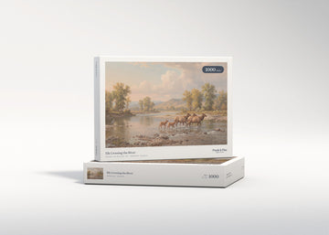 Elk Crossing the River jigsaw puzzle - gift box