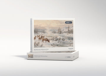 Elk Herd in the Yellowstone Snow jigsaw puzzle - gift box