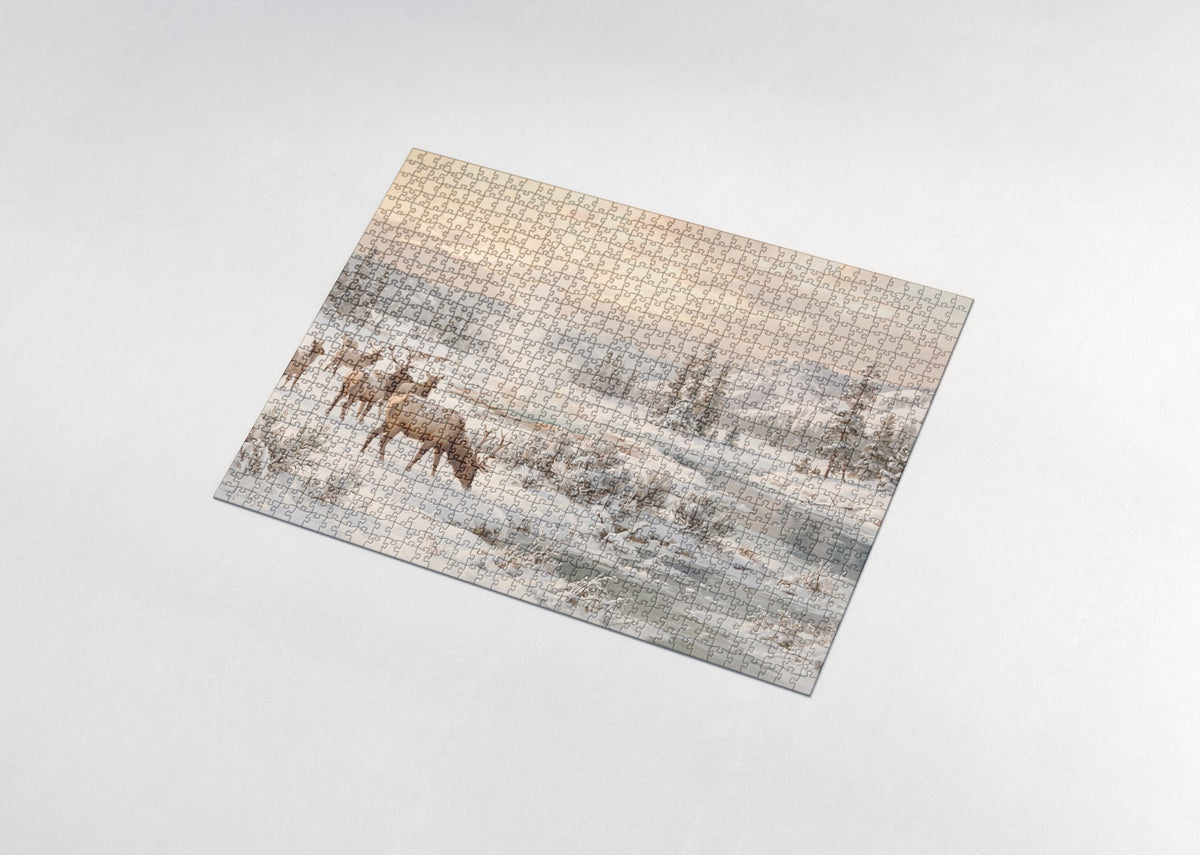 Elk Herd in the Yellowstone Snow jigsaw puzzle - assembled puzzle