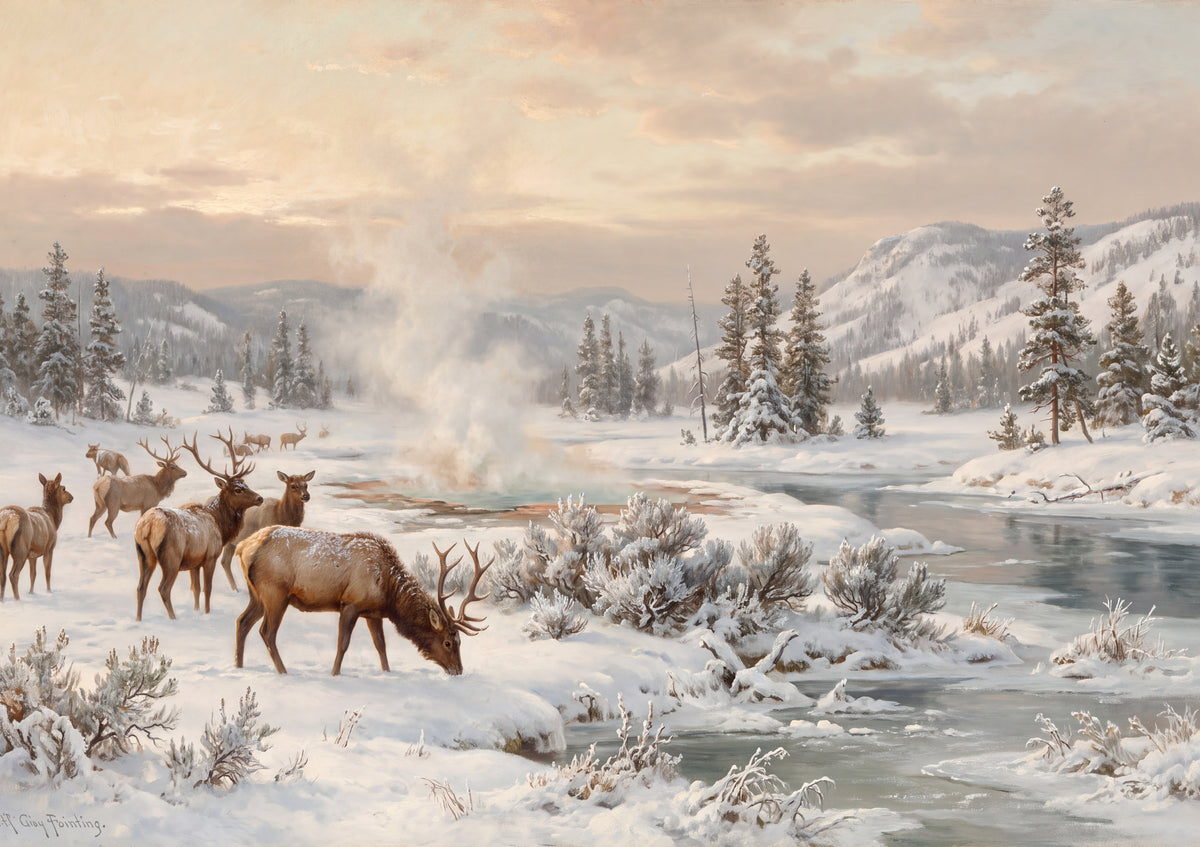 Elk Herd in the Yellowstone Snow jigsaw puzzle