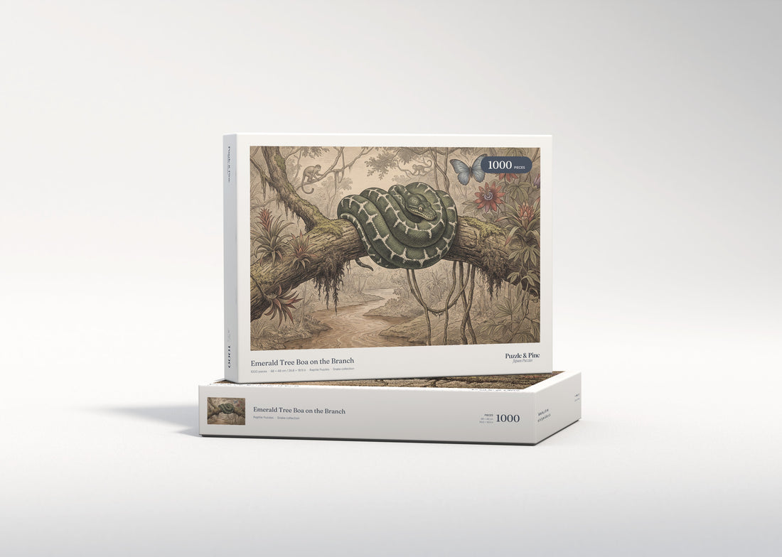 Emerald Tree Boa on the Branch jigsaw puzzle - gift box