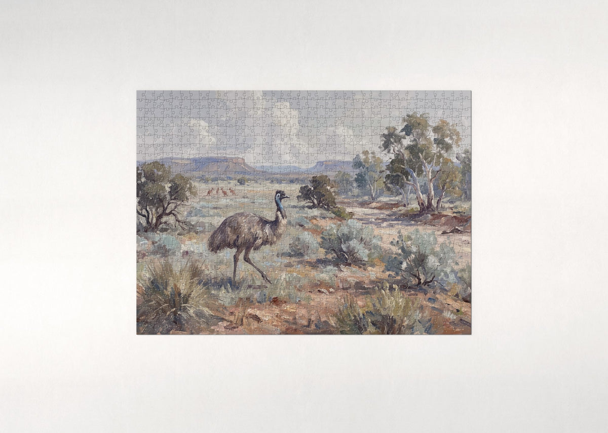 Emu on the Outback Plain jigsaw puzzle - flat puzzle