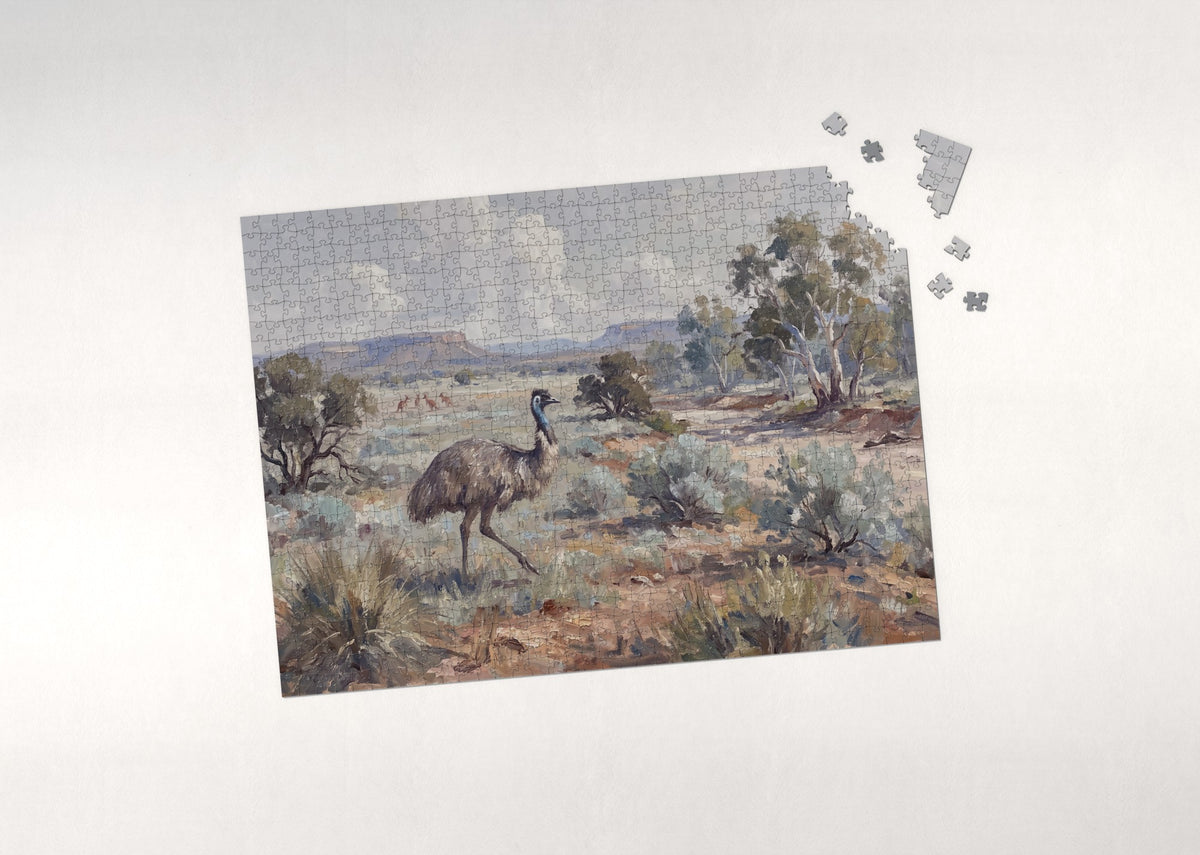 Emu on the Outback Plain jigsaw puzzle - puzzle with loose pieces