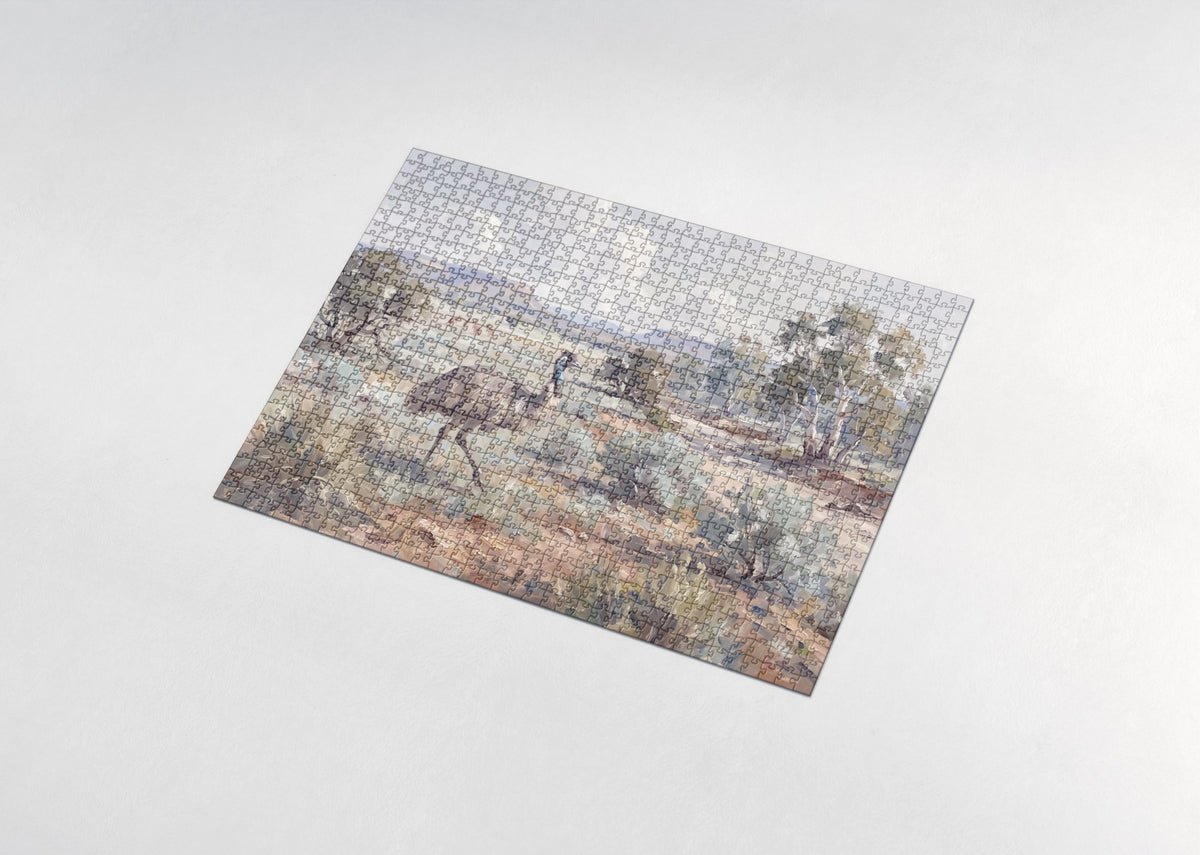 Emu on the Outback Plain jigsaw puzzle - assembled puzzle
