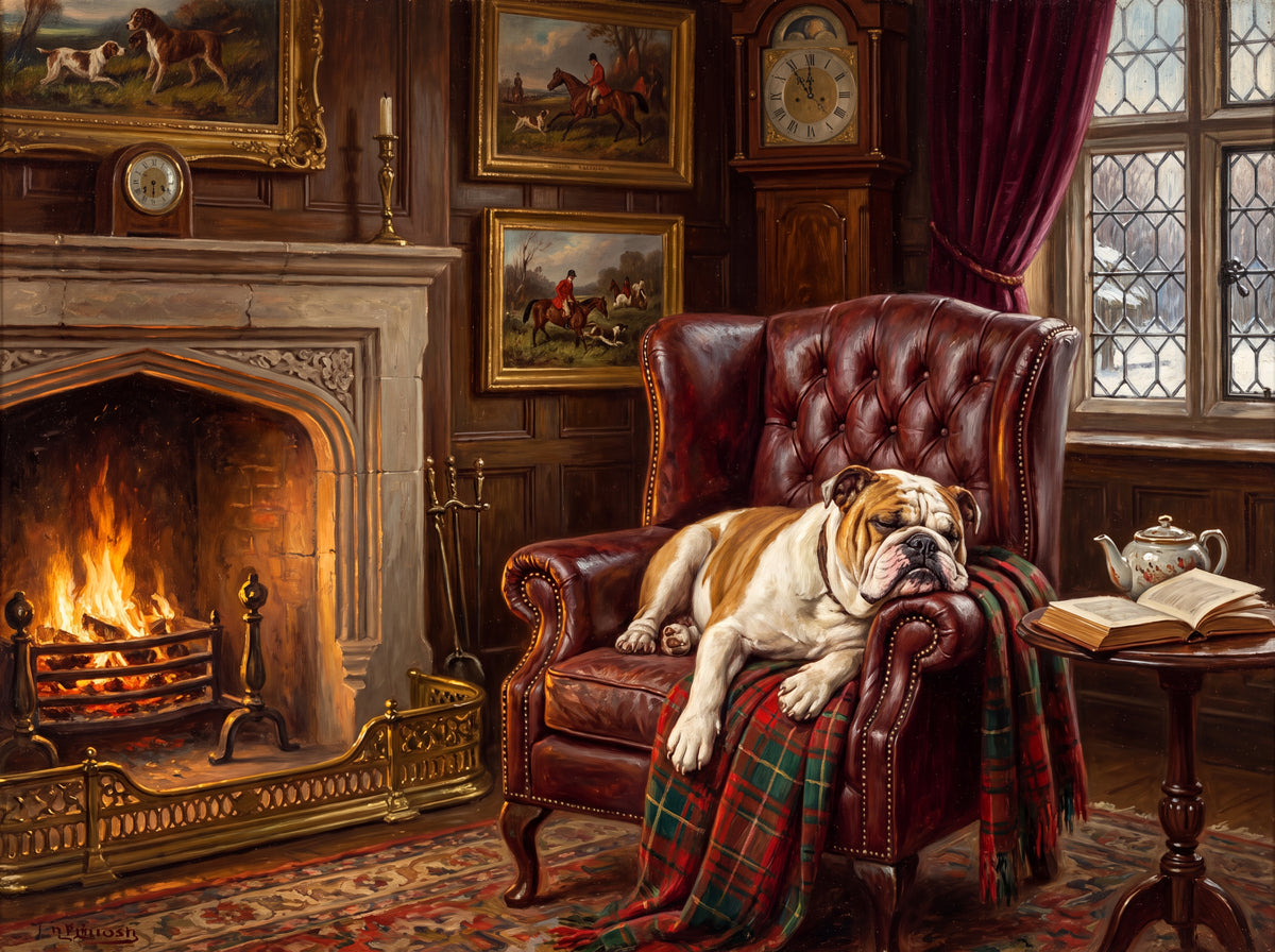 English Bulldog in the Fireside Armchair jigsaw puzzle
