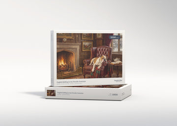 English Bulldog in the Fireside Armchair jigsaw puzzle - gift box