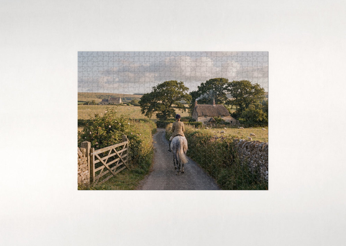 English Rider on the Countryside Lane jigsaw puzzle - flat puzzle
