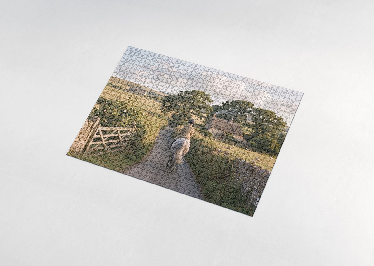 English Rider on the Countryside Lane jigsaw puzzle - assembled puzzle