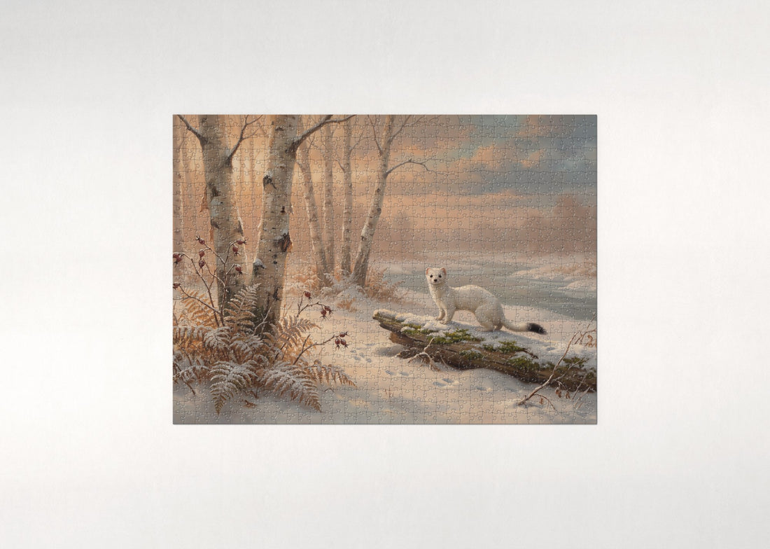 Ermine in the Winter Birch jigsaw puzzle - gift box