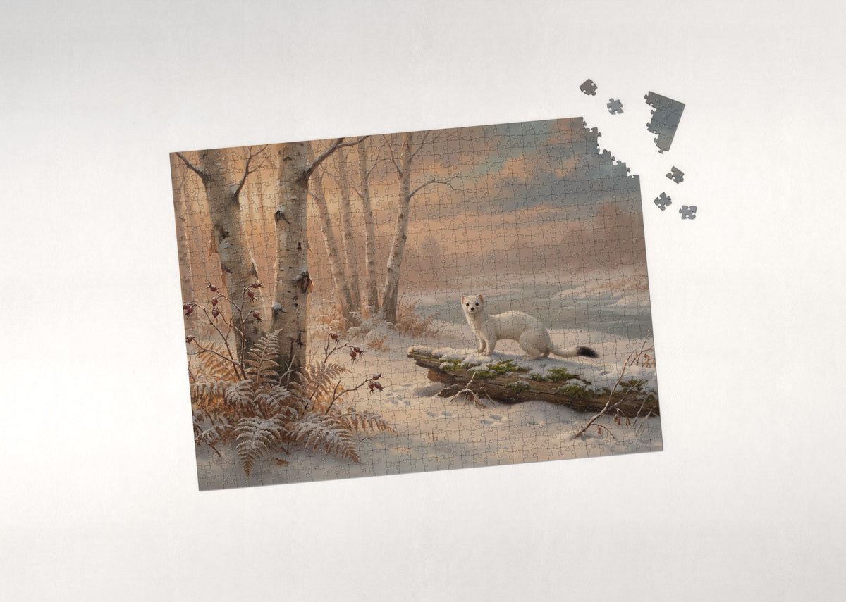 Ermine in the Winter Birch jigsaw puzzle - puzzle with loose pieces
