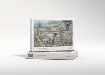 Ewe and Lamb at the Farm Gate jigsaw puzzle - gift box