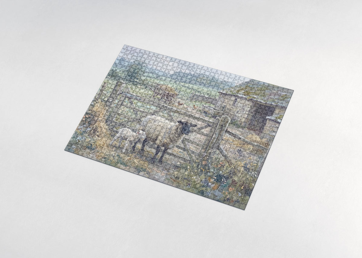 Ewe and Lamb at the Farm Gate jigsaw puzzle - assembled puzzle