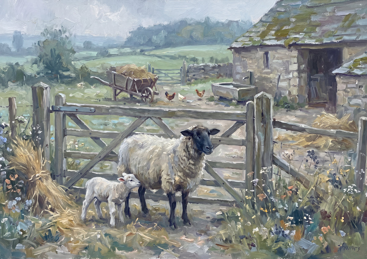 Ewe and Lamb at the Farm Gate jigsaw puzzle