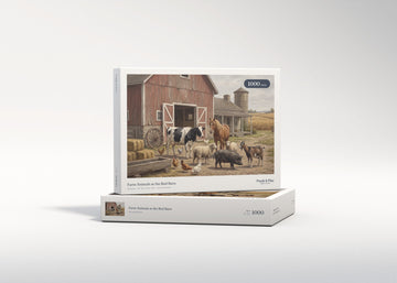 Farm Animals at the Red Barn jigsaw puzzle - gift box