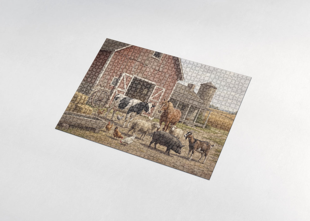 Farm Animals at the Red Barn jigsaw puzzle - assembled puzzle