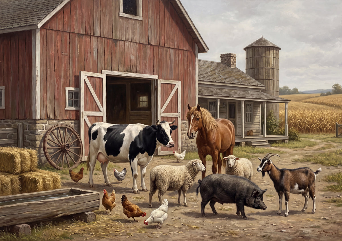 Farm Animals at the Red Barn jigsaw puzzle