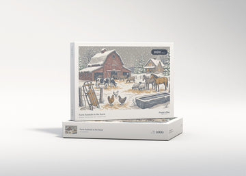 Farm Animals in the Snow jigsaw puzzle - gift box