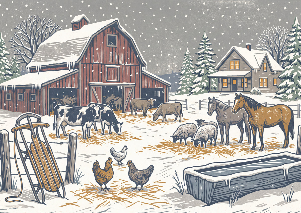 Farm Animals in the Snow jigsaw puzzle