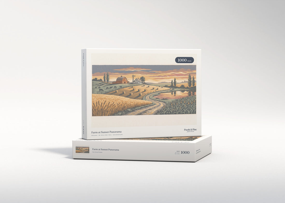 Farm at Sunset Panorama jigsaw puzzle - gift box