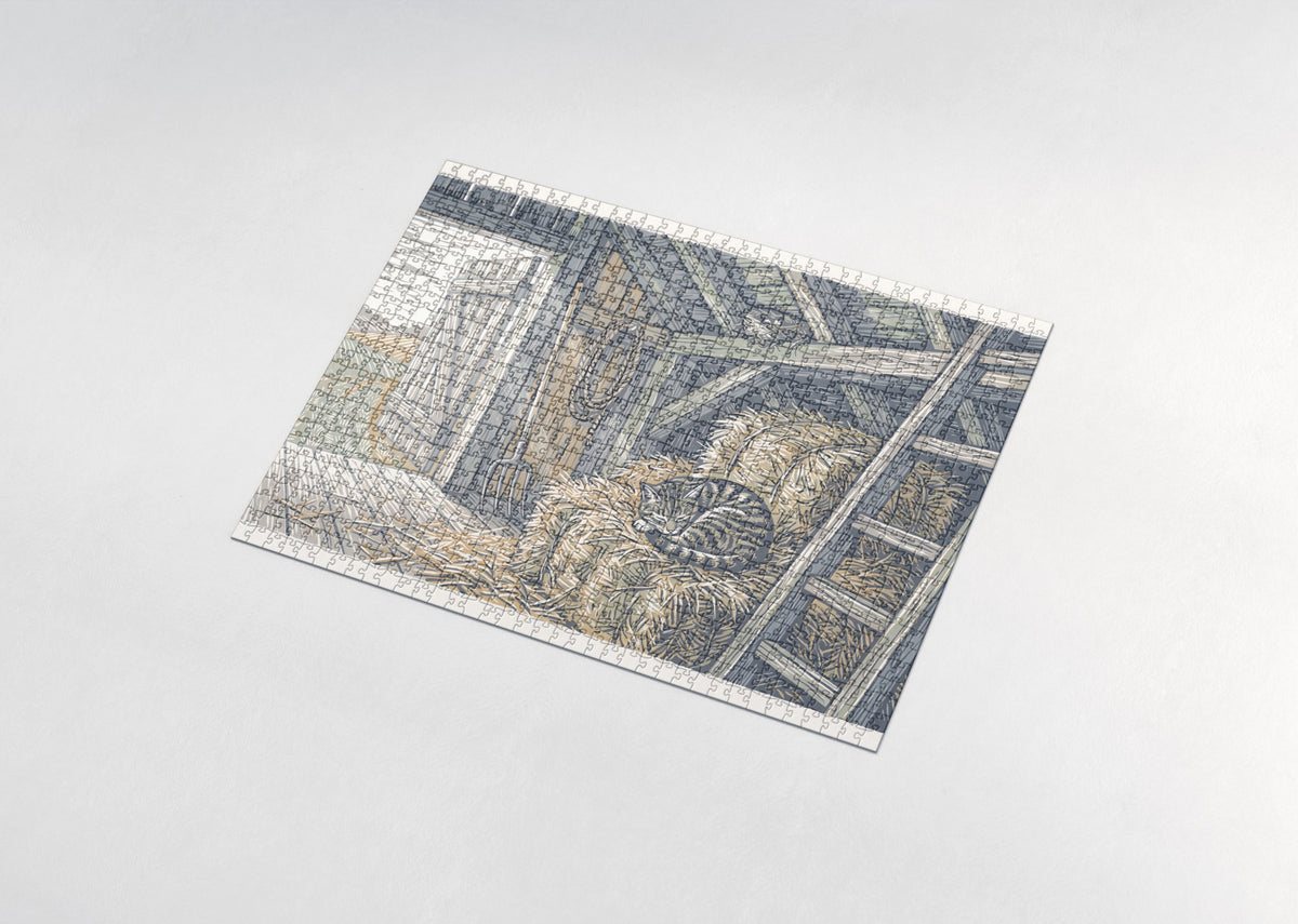 Farm Cat in the Hayloft jigsaw puzzle - assembled puzzle