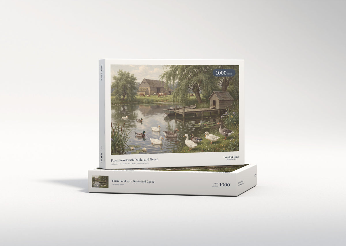 Farm Pond with Ducks and Geese jigsaw puzzle - gift box