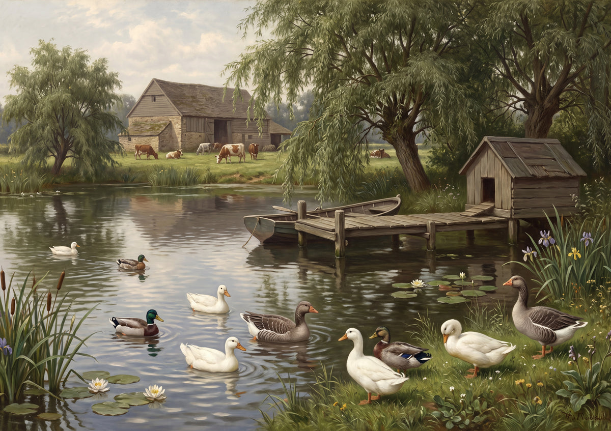 Farm Pond with Ducks and Geese jigsaw puzzle